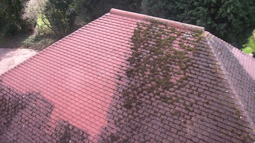 Roof cleaning services in Surrey by Surrey Roofers, removing moss, algae, and debris for a well-maintained roof.