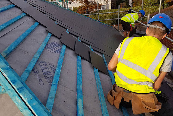 Re-roofing project in Surrey by Surrey Roofers, replacing old roofs with high-quality, durable materials.